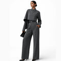Alveraine | Women’s High-Waist Set Midi Blazer Suit with Cape Sleeve (Set)