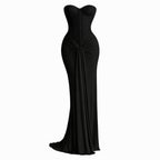 Alveraine | Women’s Strapless Ribbon Waist Evening Dress – Elegant Long Gown
