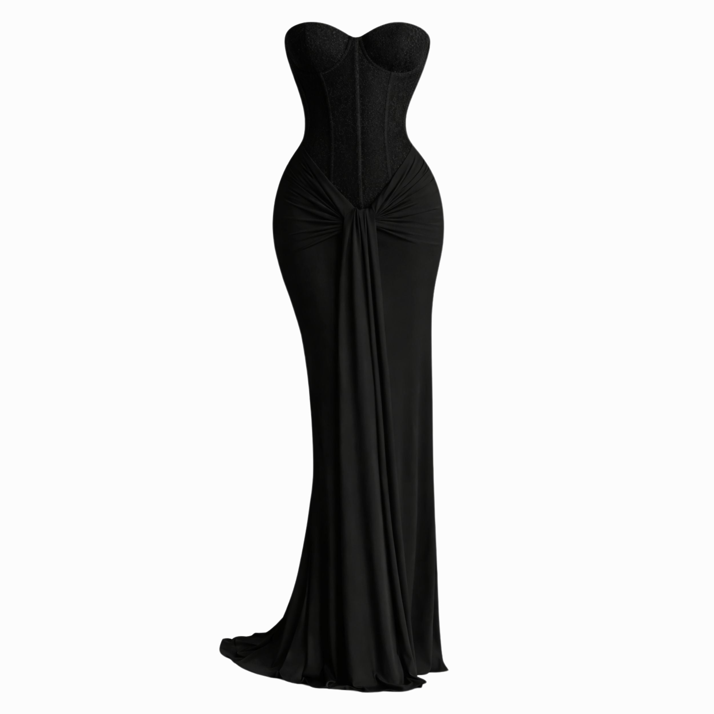 Alveraine | Women’s Strapless Ribbon Waist Evening Dress – Elegant Long Gown