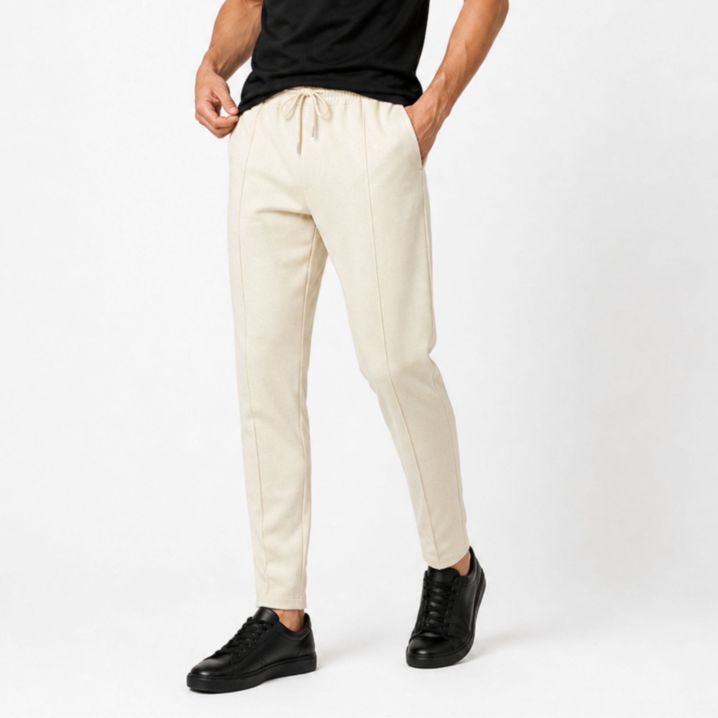 Alveraine | Men’s Waffle Knit Casual Trousers – Relaxed Aristocracy