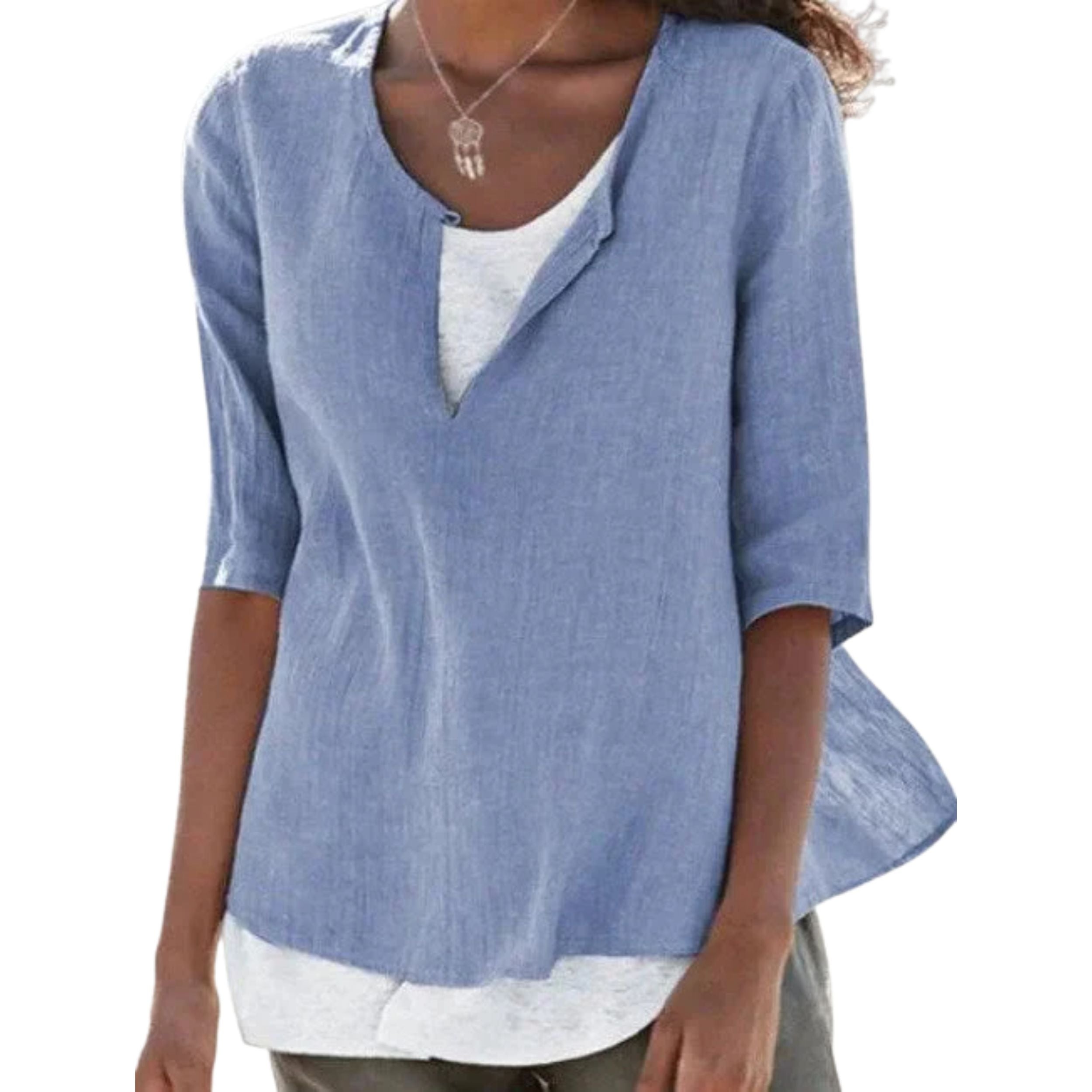Alveraine | Women's Linen-Blend Layered Blouse - Airy Elegant Style