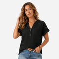 Alveraine | Women’s Button Detail V-Neck T-Shirt – Casual Everyday Style
