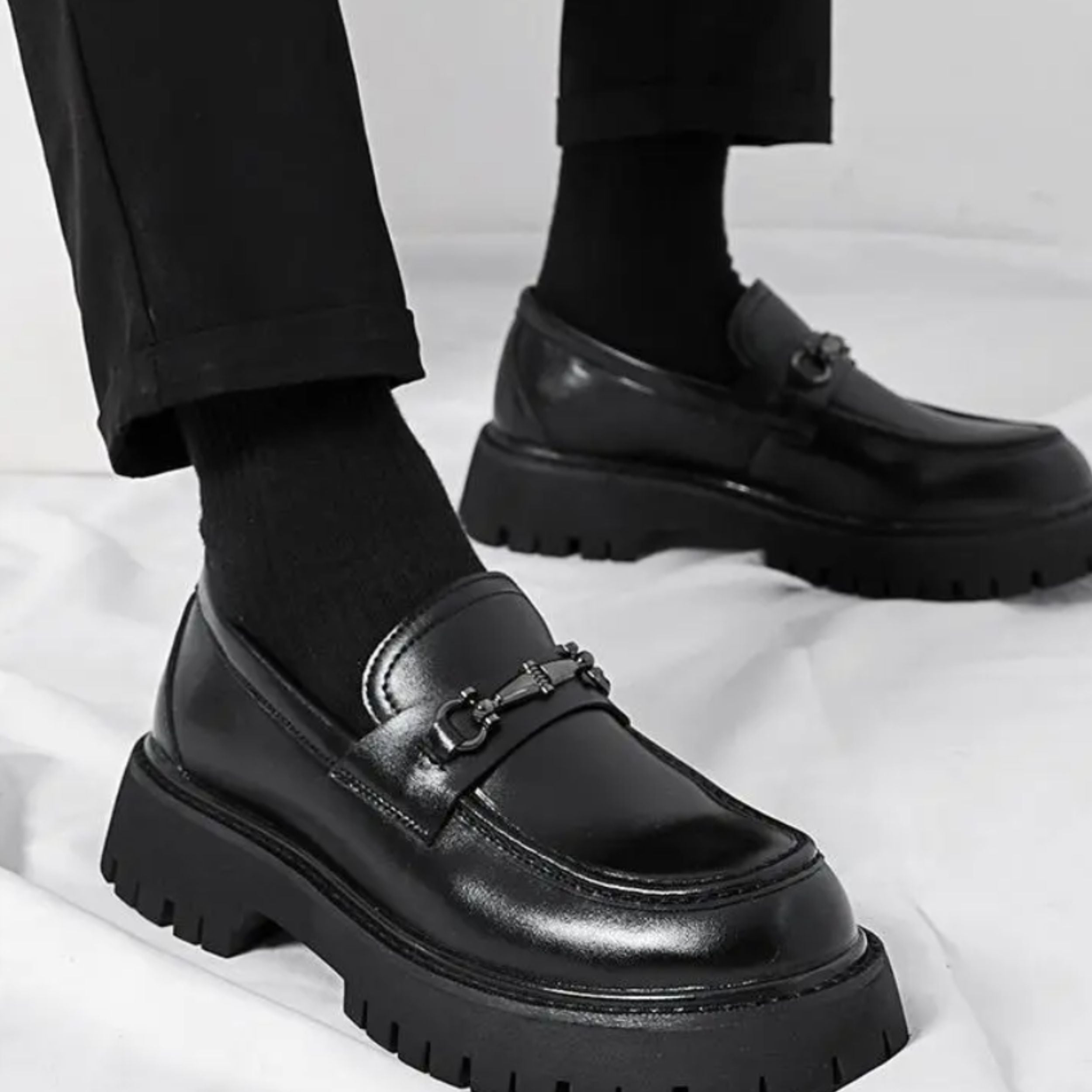 Alveraine | Mocassins business à semelle épaisse pour homme – Style british rehaussé