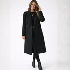 Alveraine | Women’s Belted Notched Collar Long Overcoat