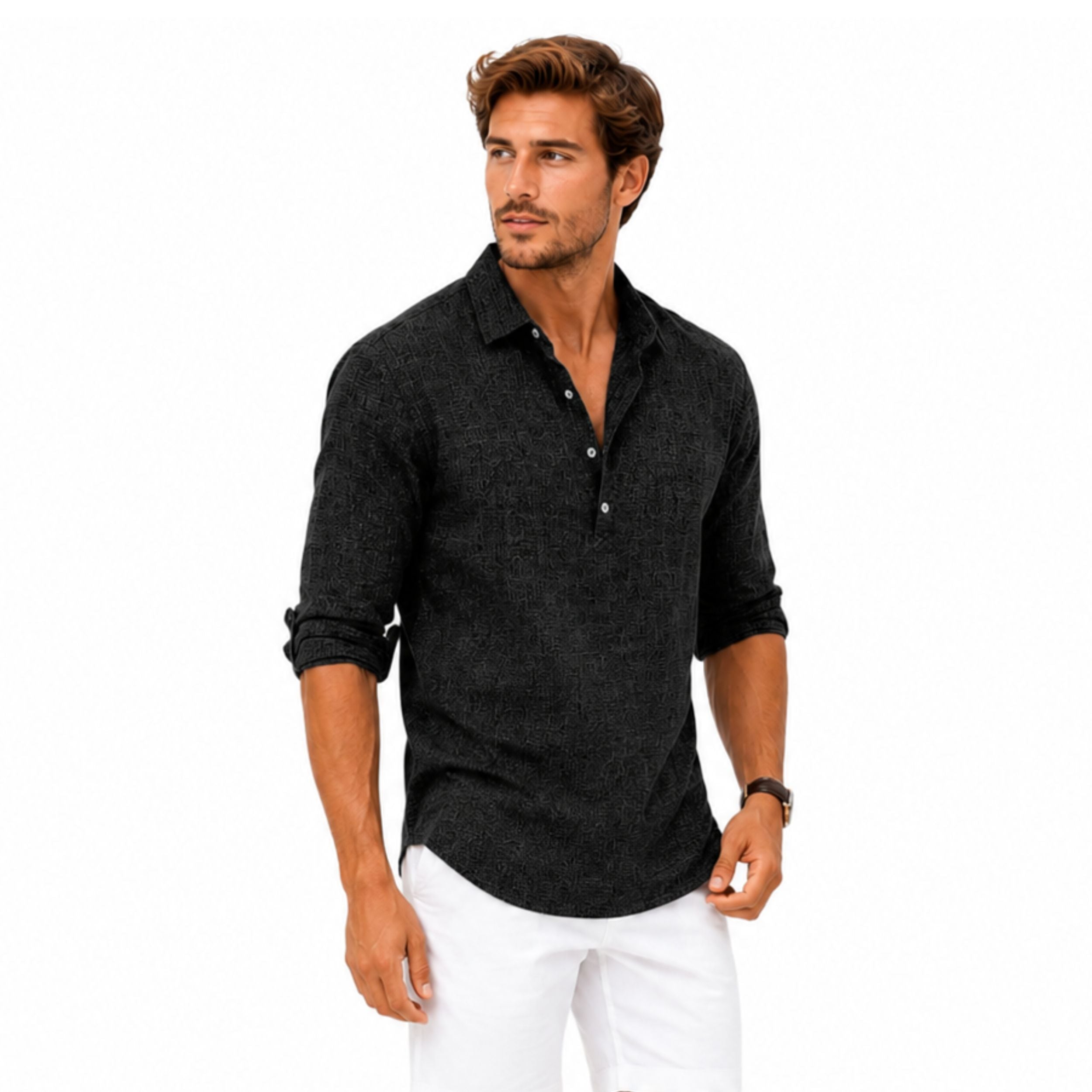Alveraine | Men’s Casual Popover Shirt – Relaxed Smart Style