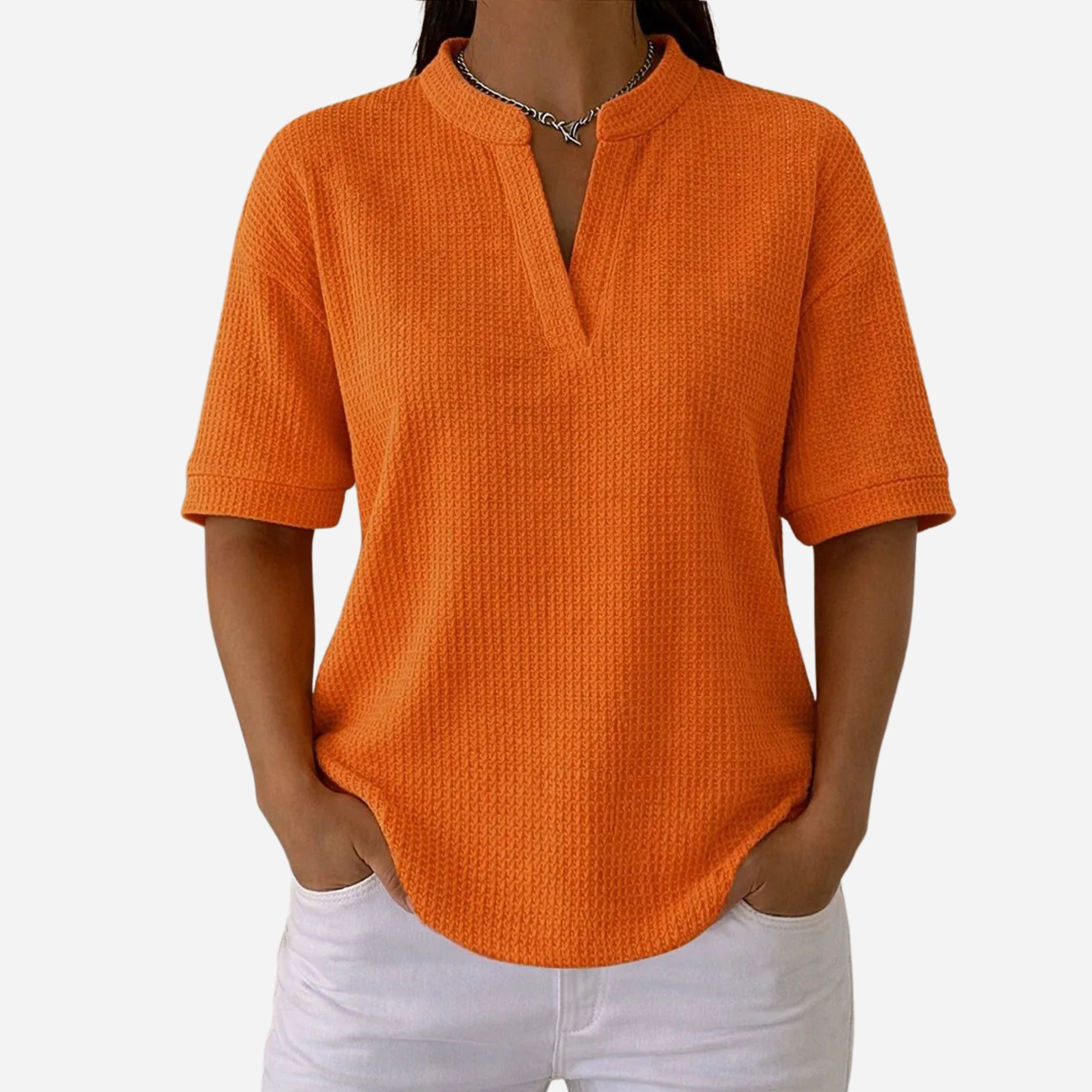 Alveraine | Women’s Waffle Knit Short Sleeve T-Shirt – Casual Comfort Style