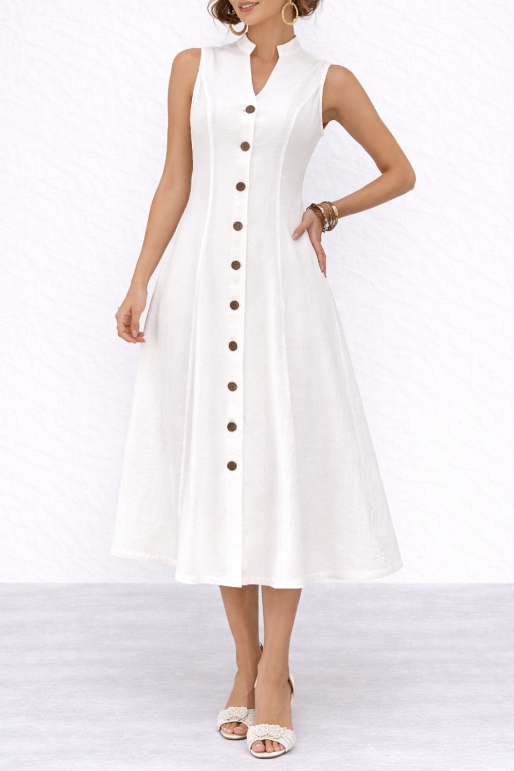 Alveraine | Women’s Geometric Print Button Dress