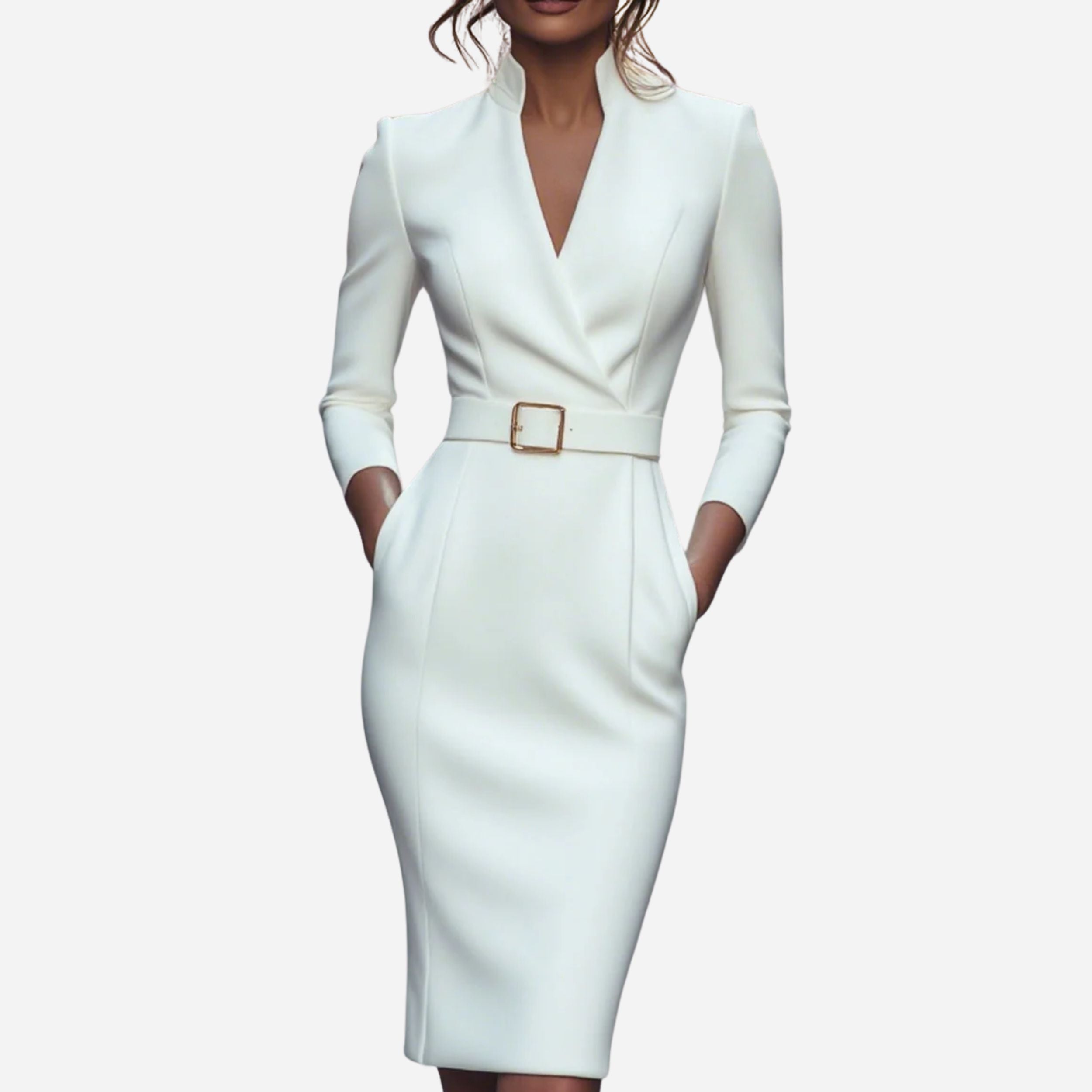 Alveraine | Women’s Belted Sheath Dress – Elegant Structured Style