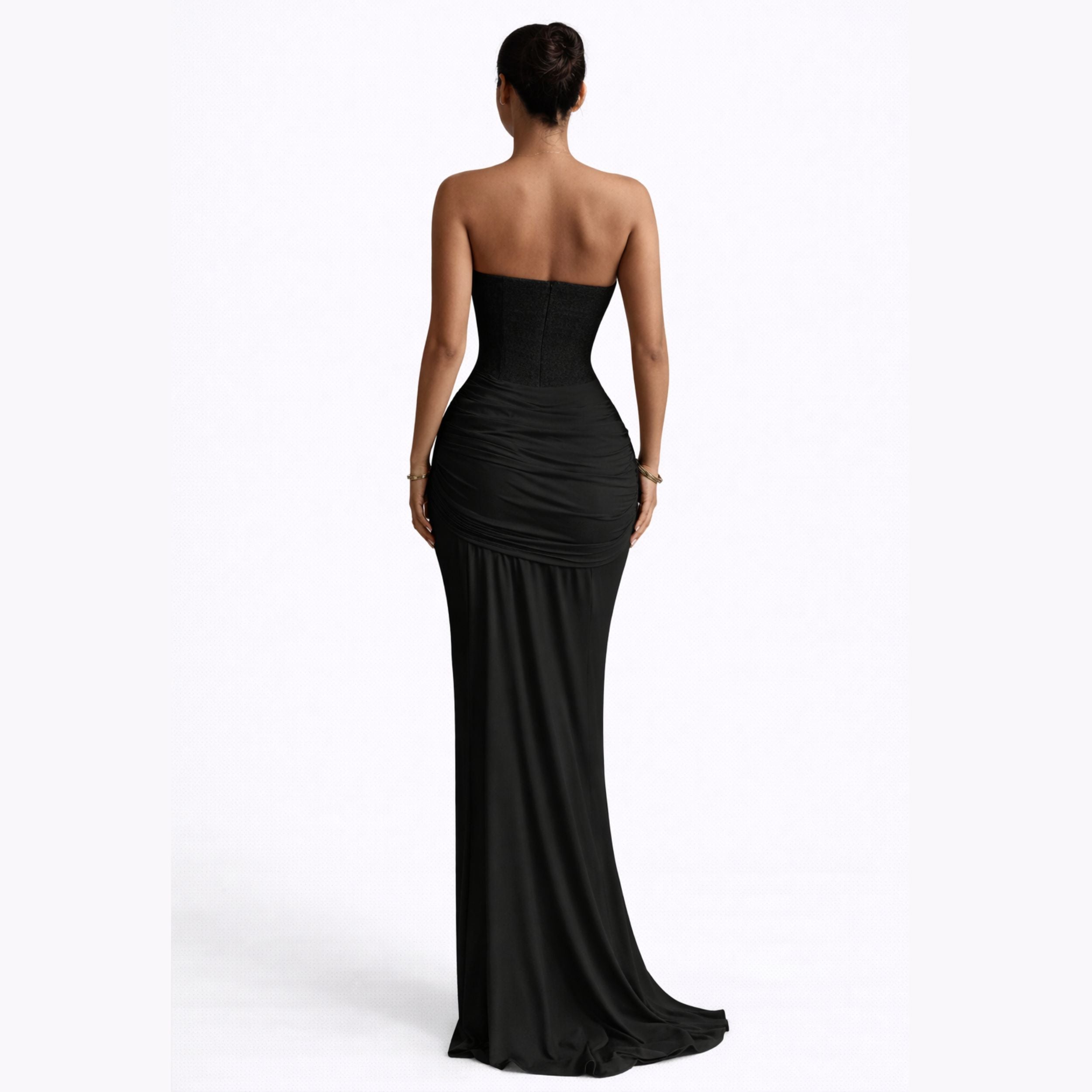 Alveraine | Women’s Strapless Ribbon Waist Evening Dress – Elegant Long Gown