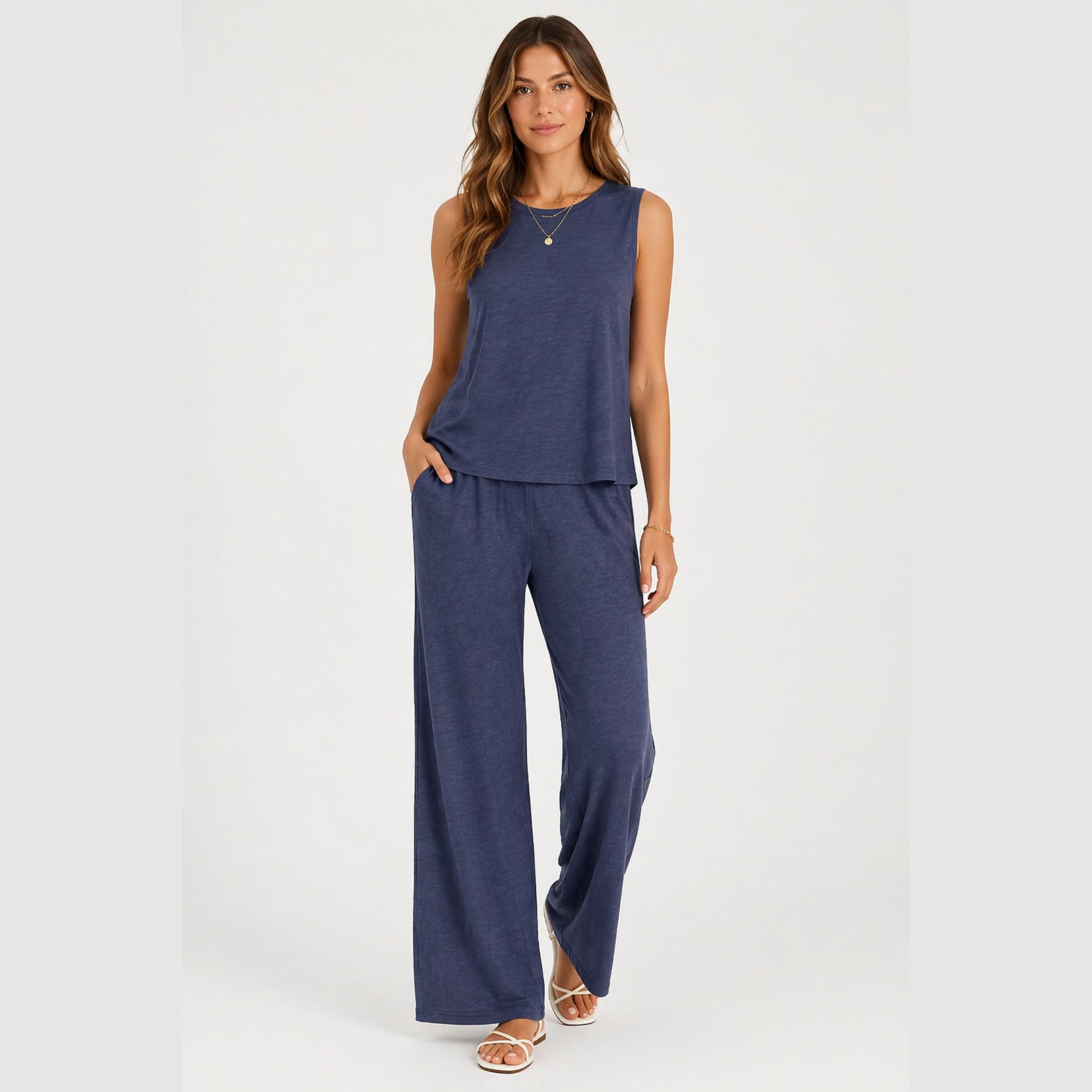 Alveraine | Women’s Two-Piece Linen-Look Set – Elegant Summer Co-Ord