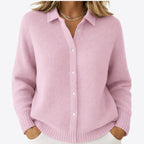 Alveraine | Women’s Button-Up Knit Cardigan – Lapel Collar Soft Layer