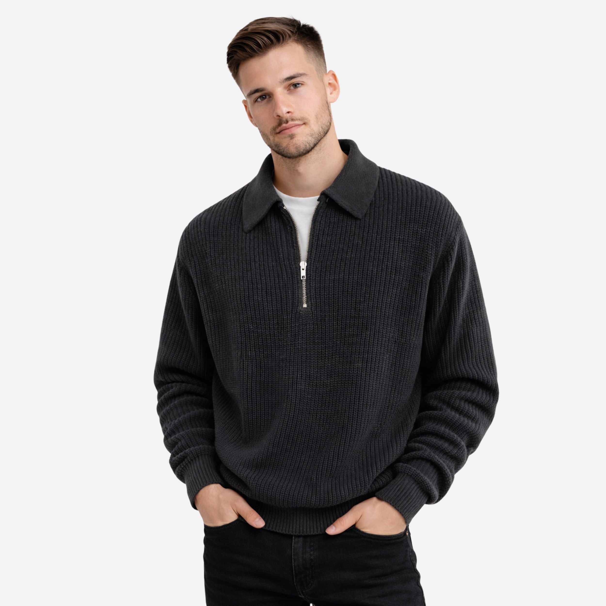 Alveraine | Men’s Tailored Acrylic Half-Zip Sweater