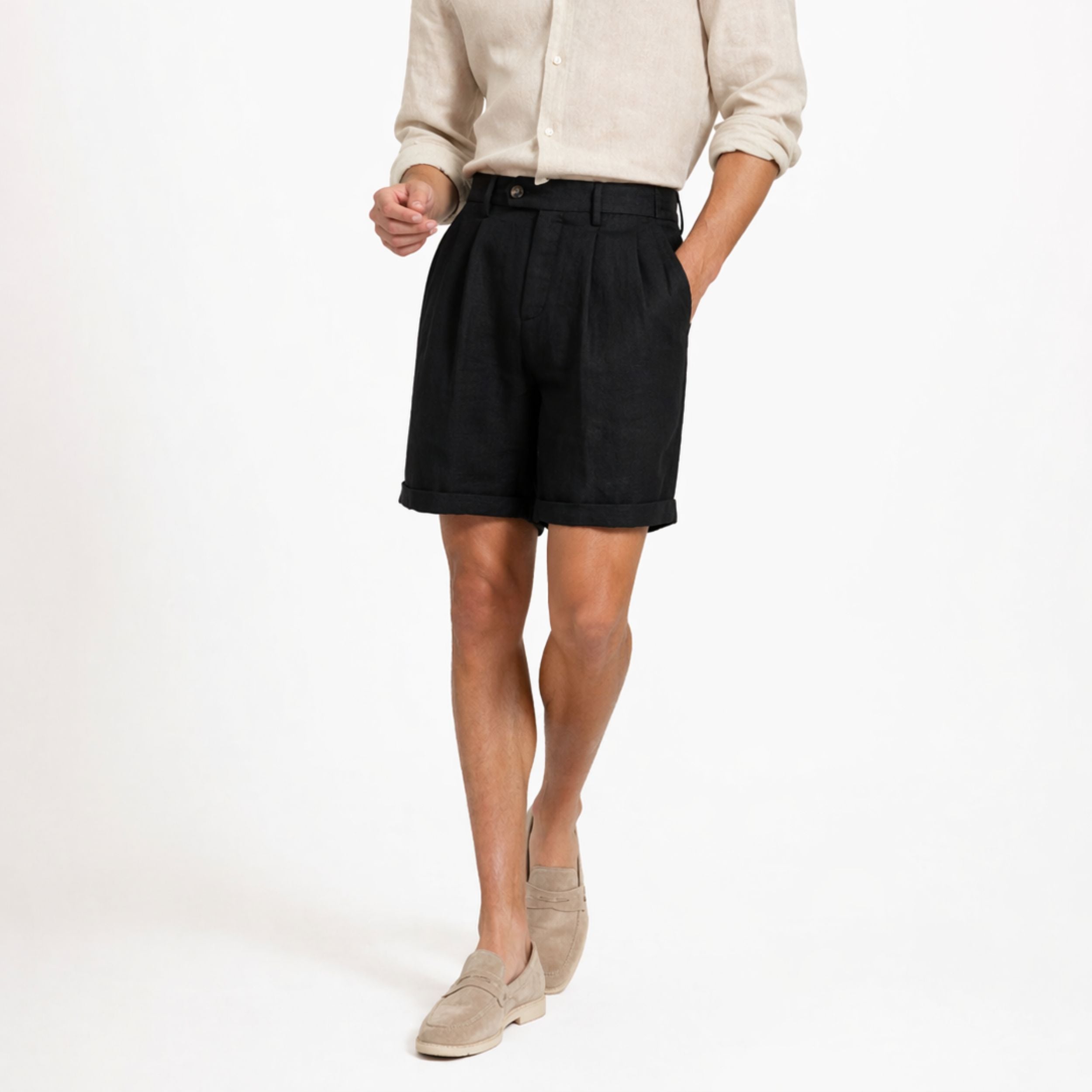 Alveraine | Short tailleur en lyocell coton pour homme – Style estival chic classique