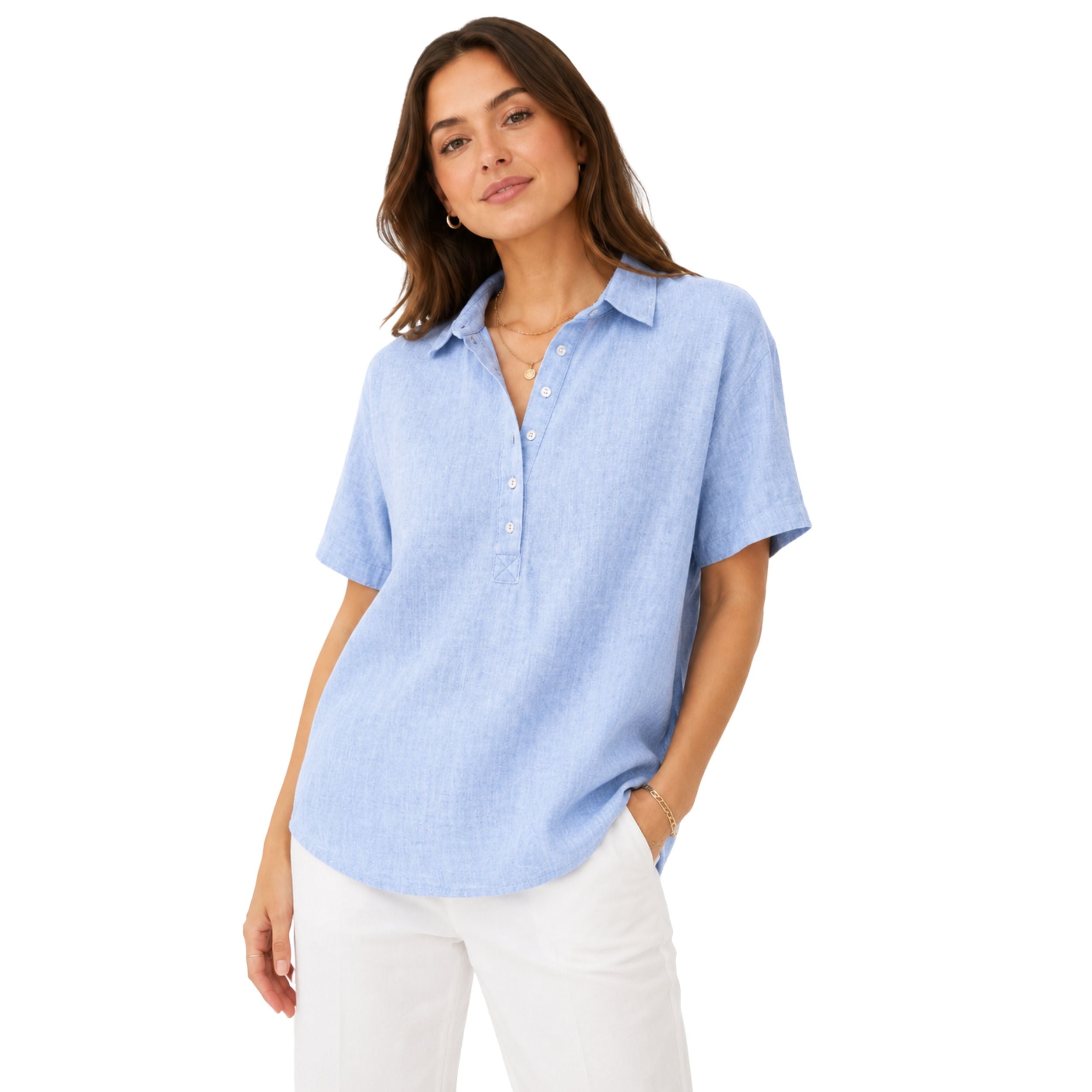Alveraine | Women's Timeless Linen Blouse - Natural Everyday Elegance