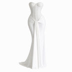 Alveraine | Women’s Strapless Ribbon Waist Evening Dress – Elegant Long Gown