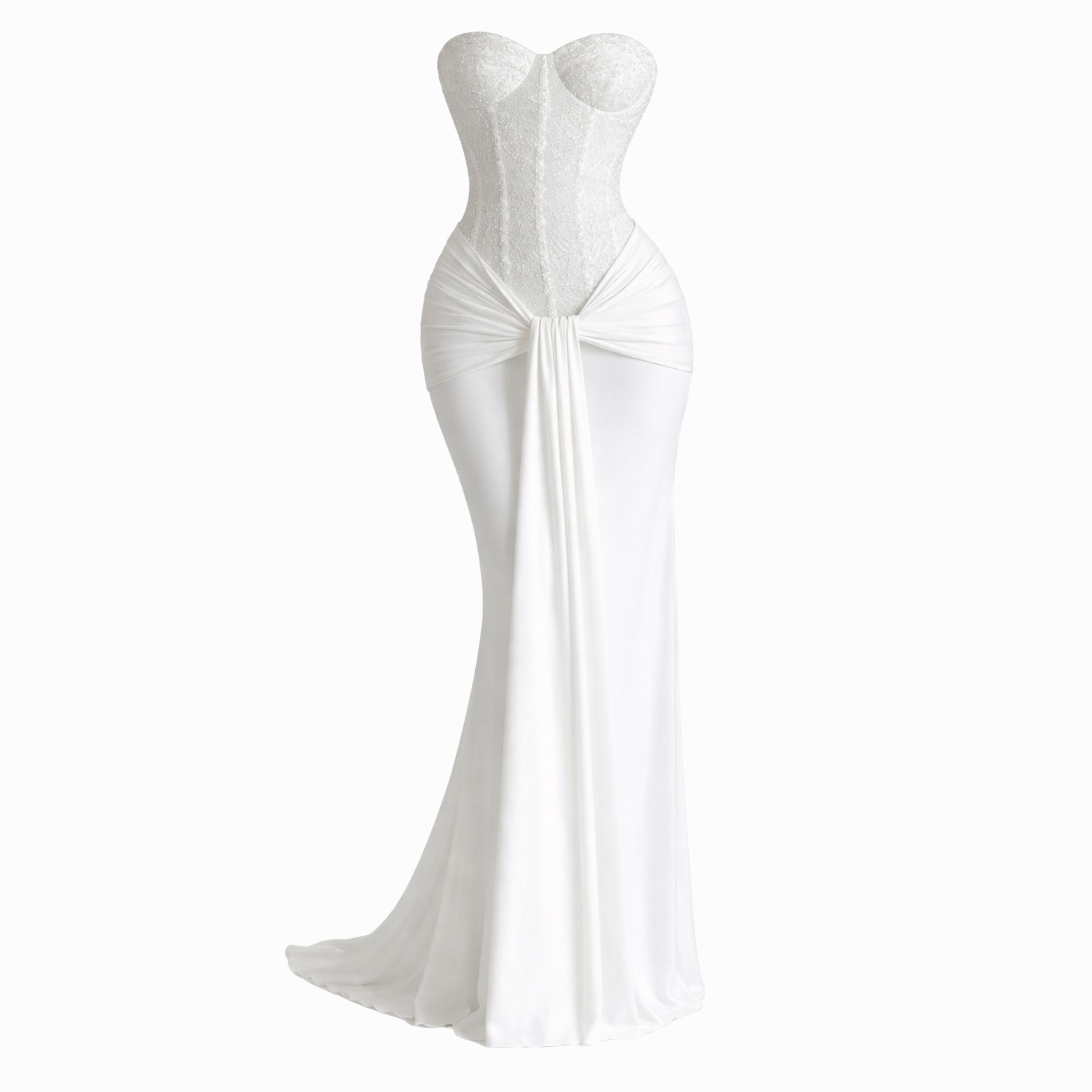 Alveraine | Women’s Strapless Ribbon Waist Evening Dress – Elegant Long Gown