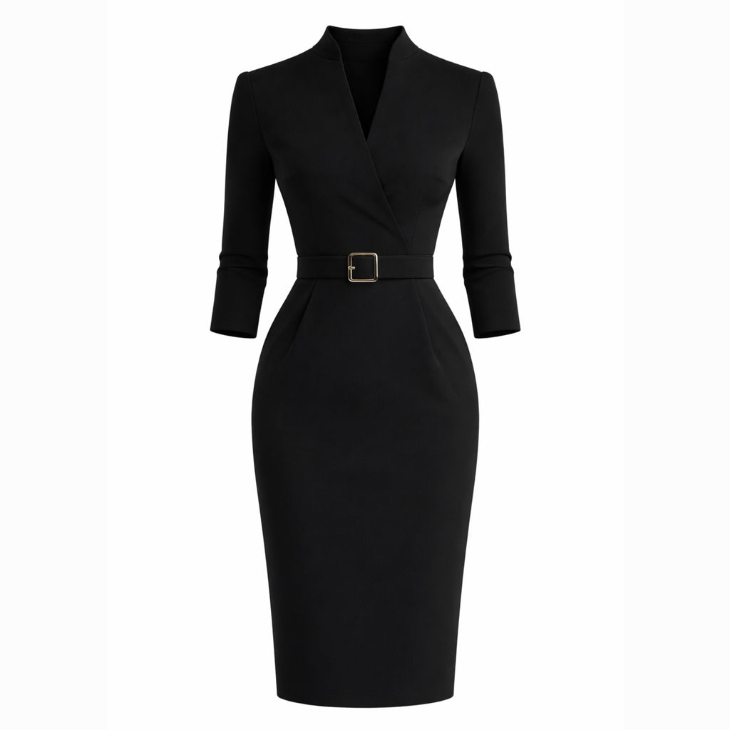 Alveraine | Women’s Belted Sheath Dress – Elegant Structured Style