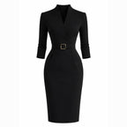 Alveraine | Women’s Belted Sheath Dress – Elegant Structured Style
