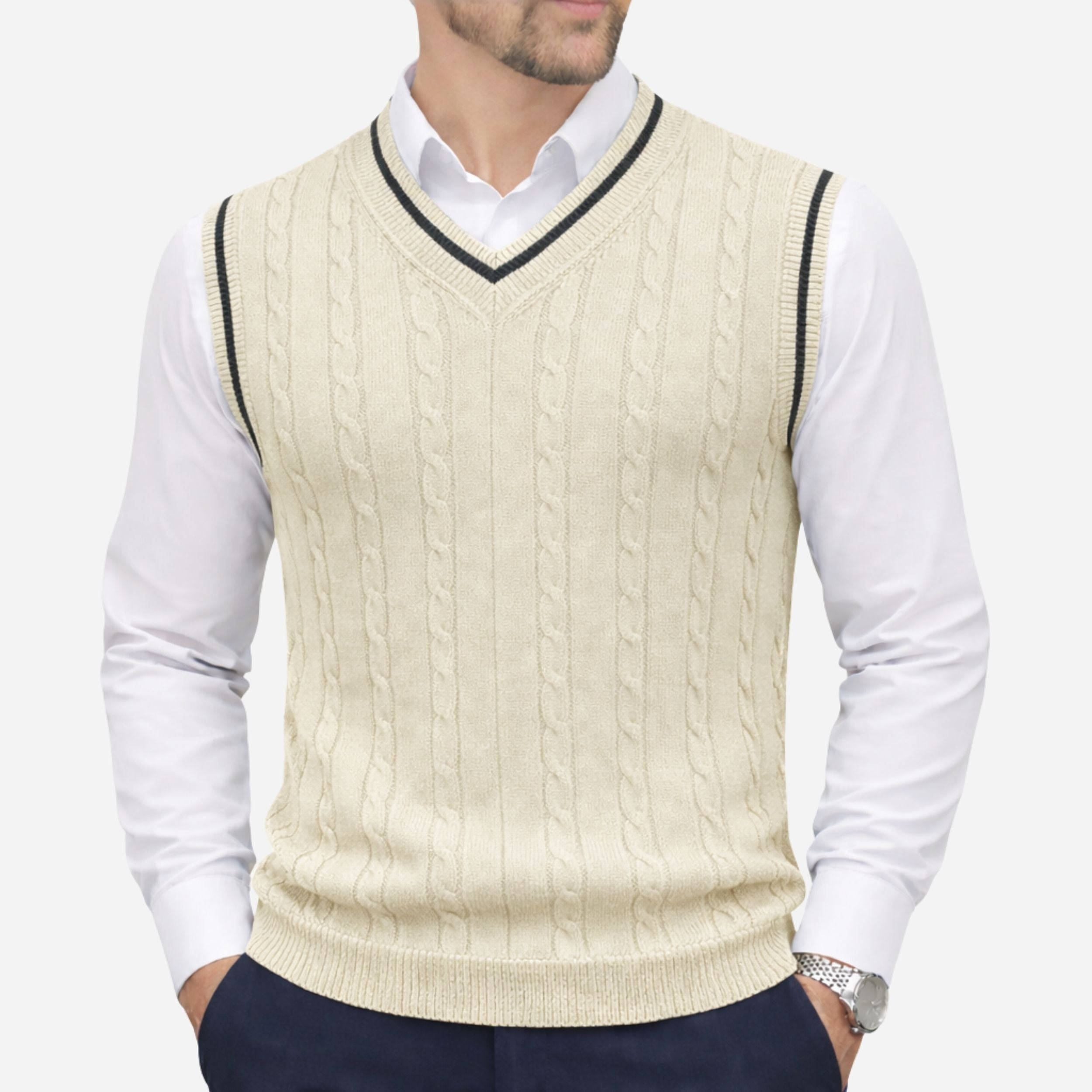 Alveraine | Men’s Knitted V-Neck Vest – Heritage Layers