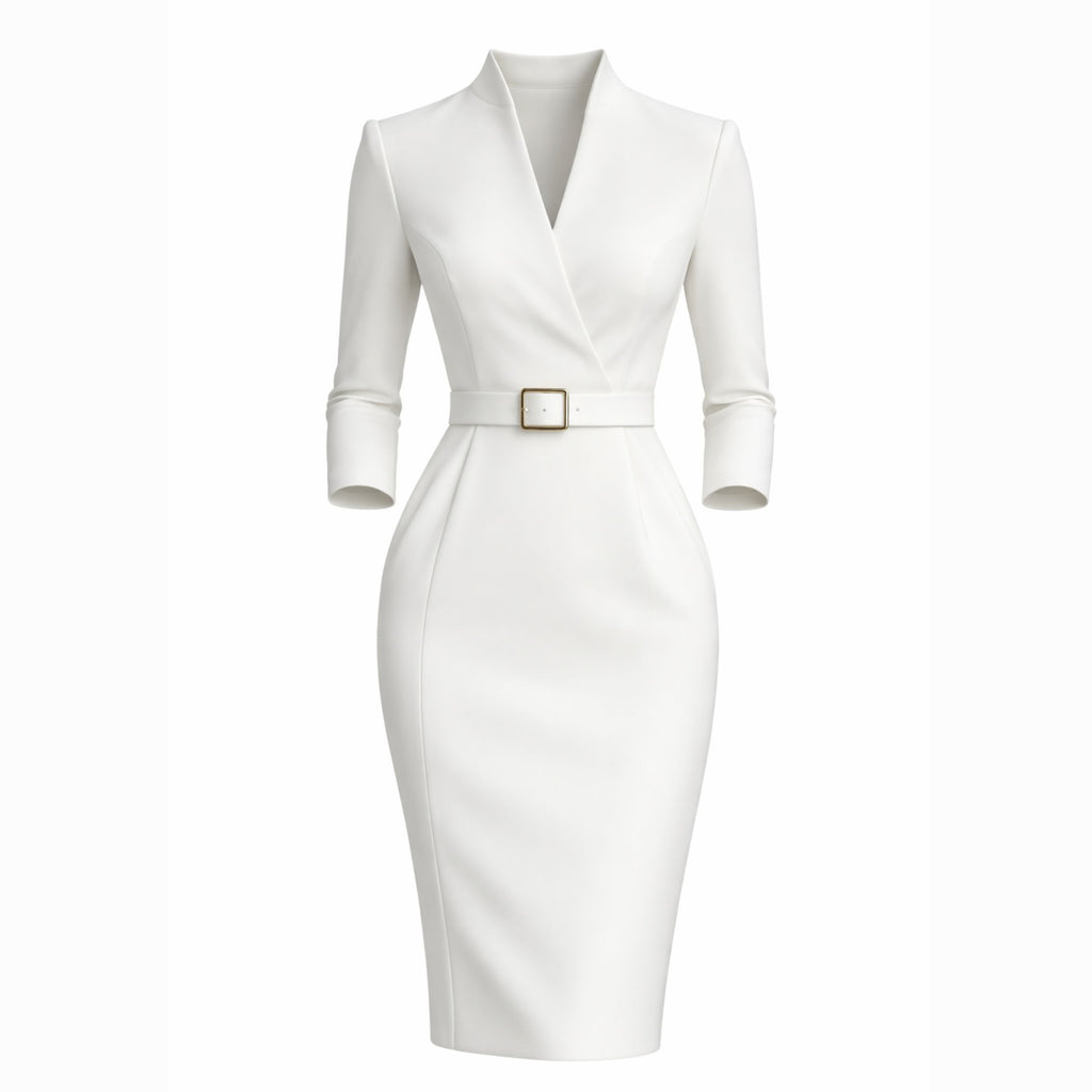 Alveraine | Women’s Belted Sheath Dress – Elegant Structured Style