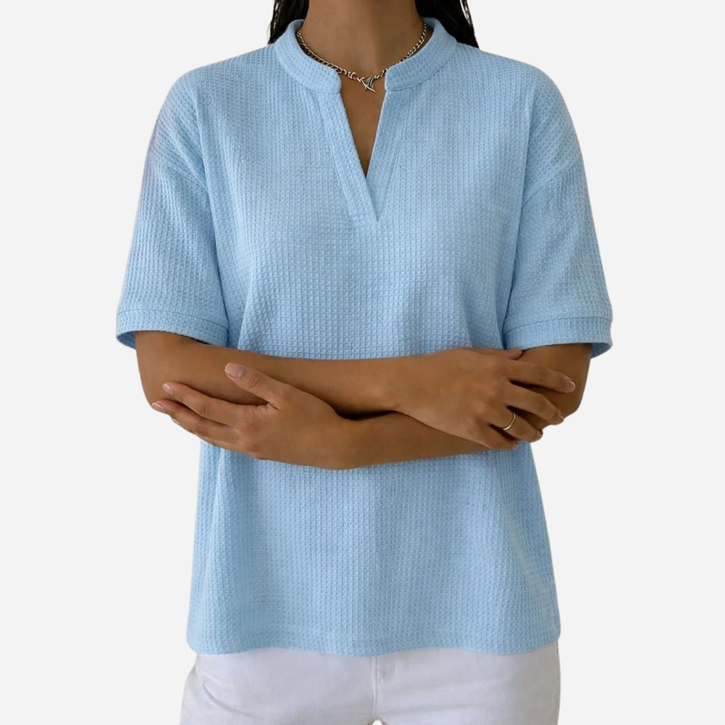 Alveraine | Women’s Waffle Knit Short Sleeve T-Shirt – Casual Comfort Style