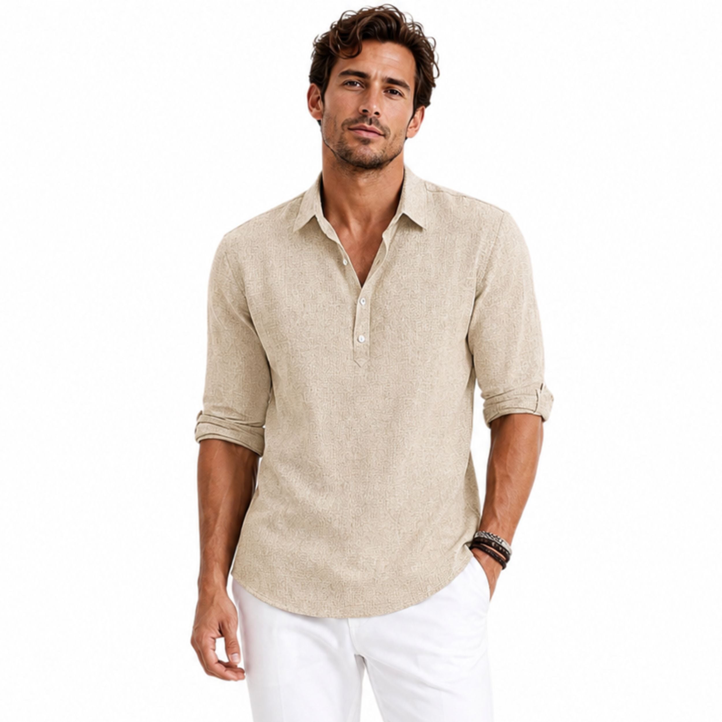 Alveraine | Men’s Casual Popover Shirt – Relaxed Smart Style