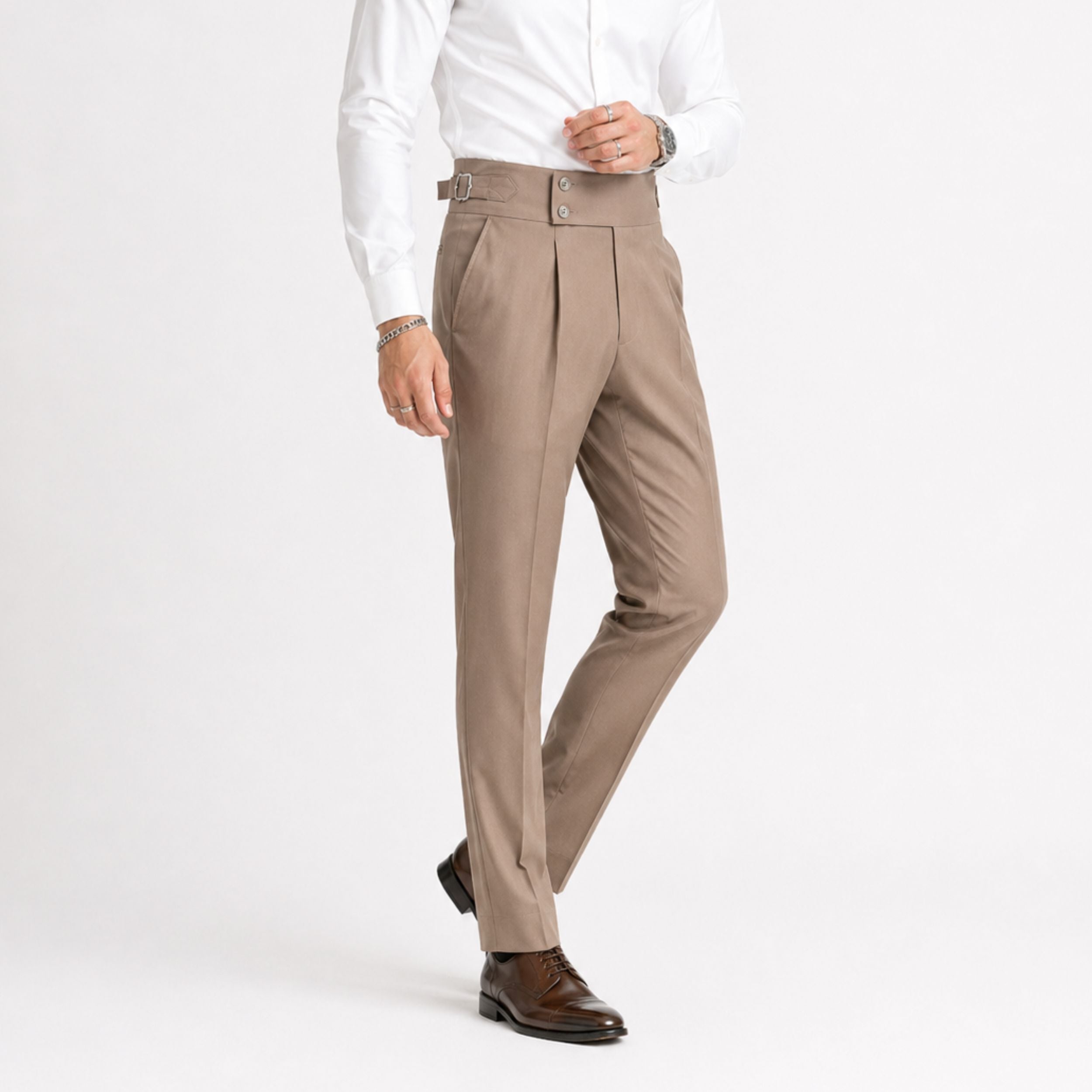 Alveraine | Men’s Relaxed-Fit Trousers – Double-Button Classic