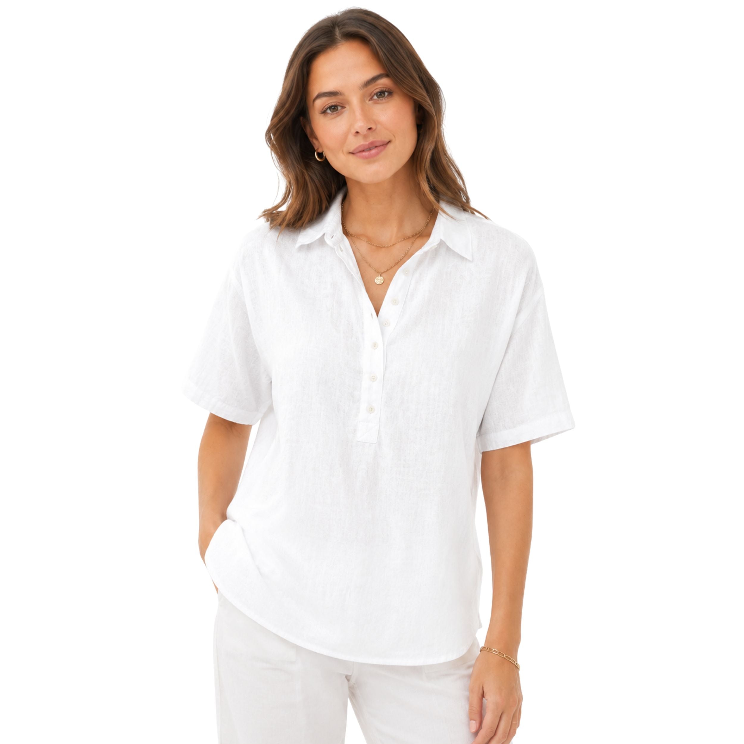 Alveraine | Women's Timeless Linen Blouse - Natural Everyday Elegance