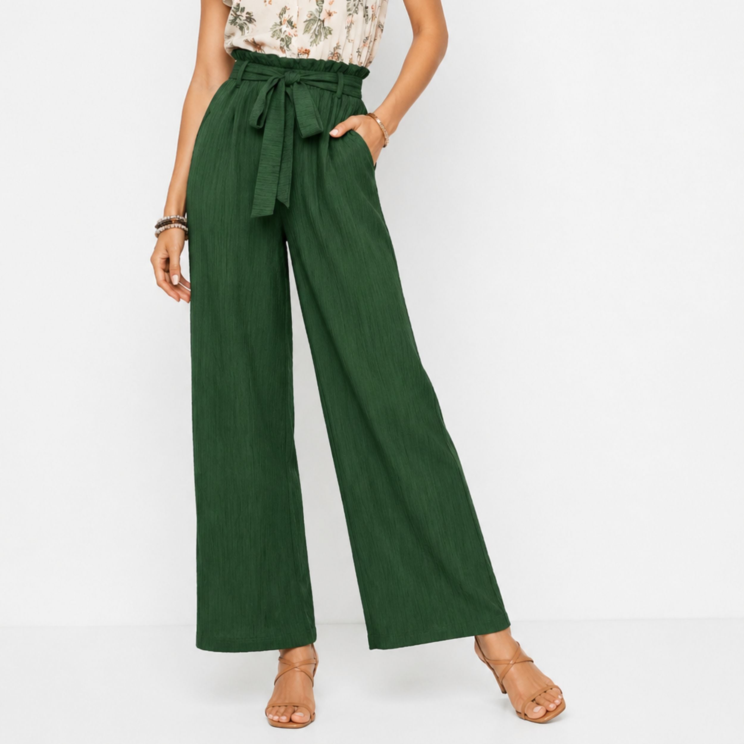 Alveraine | Women’s Tie Detail Elastic Trousers – Relaxed Elegant Style