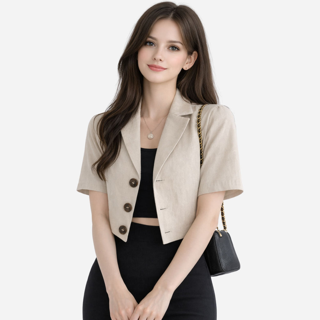 Alveraine | Women’s Cotton Linen Short Sleeve Top – Casual Summer Style