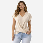 Alveraine | Women’s V-Neck Knot Detail T-Shirt – Casual Summer Style