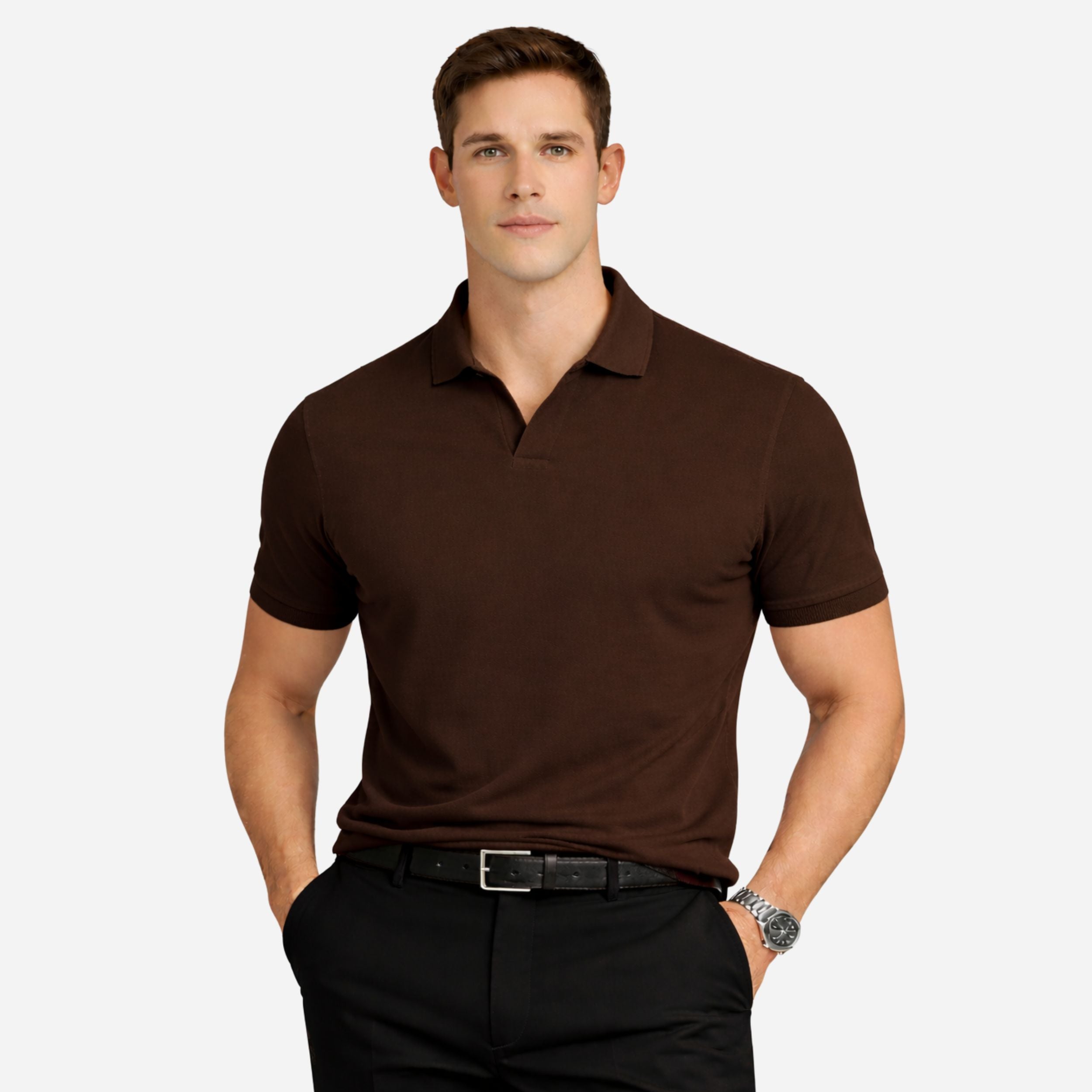 Alveraine | Men’s Slim Fit Knit Polo Shirt – Smart Casual Summer Style
