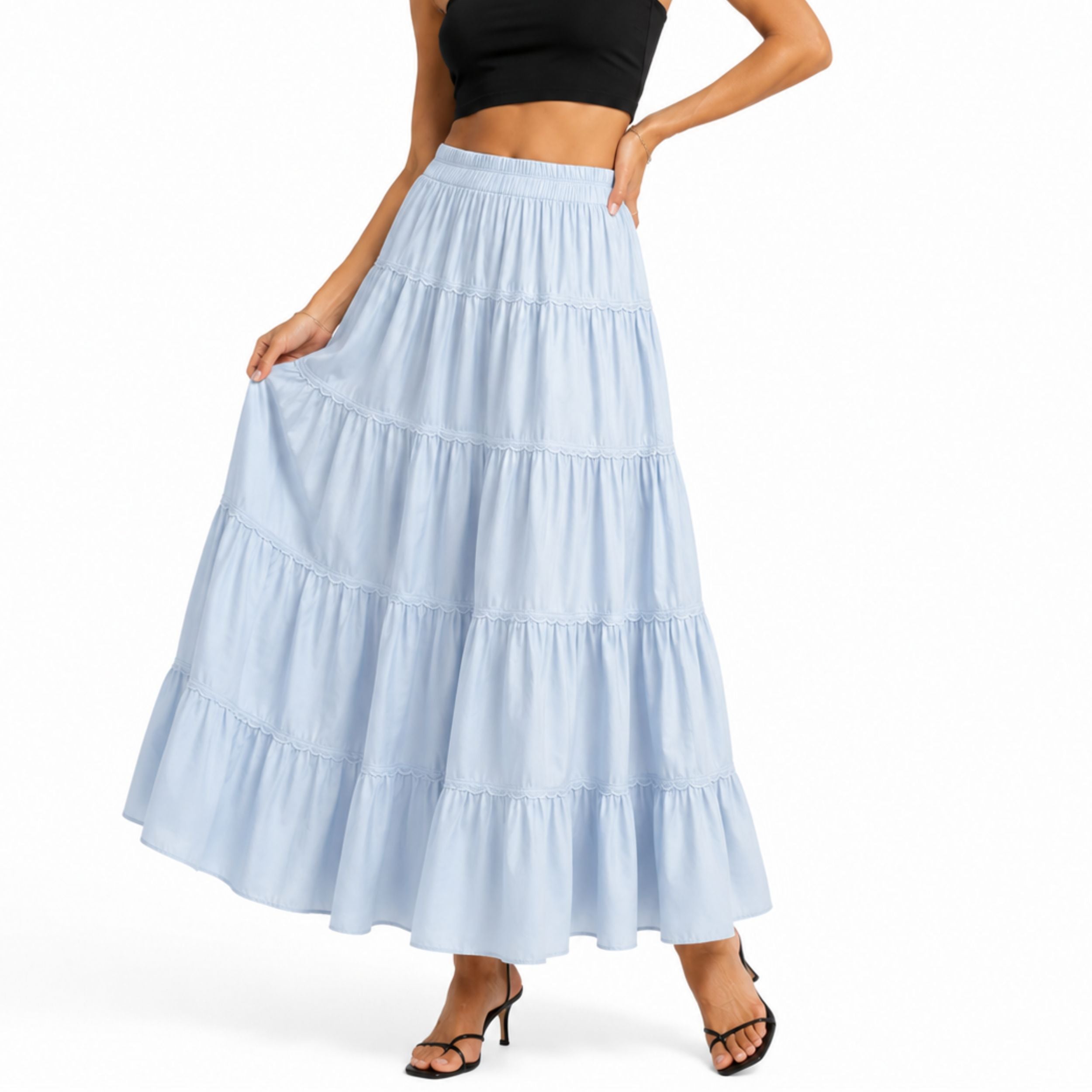 Alveraine | Women's High-Waisted Tiered Skirt - Elegant Summer Style