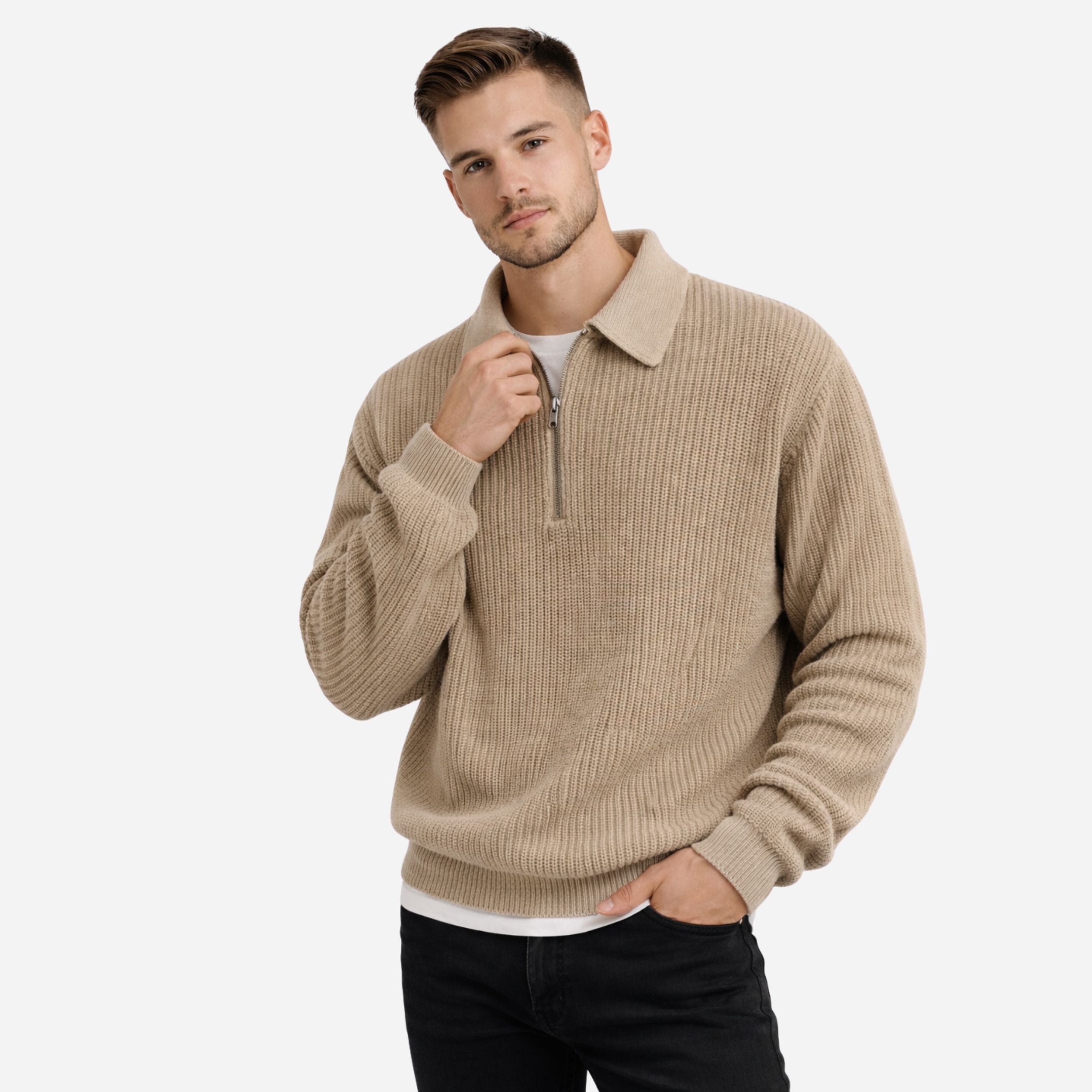Alveraine | Men’s Tailored Acrylic Half-Zip Sweater