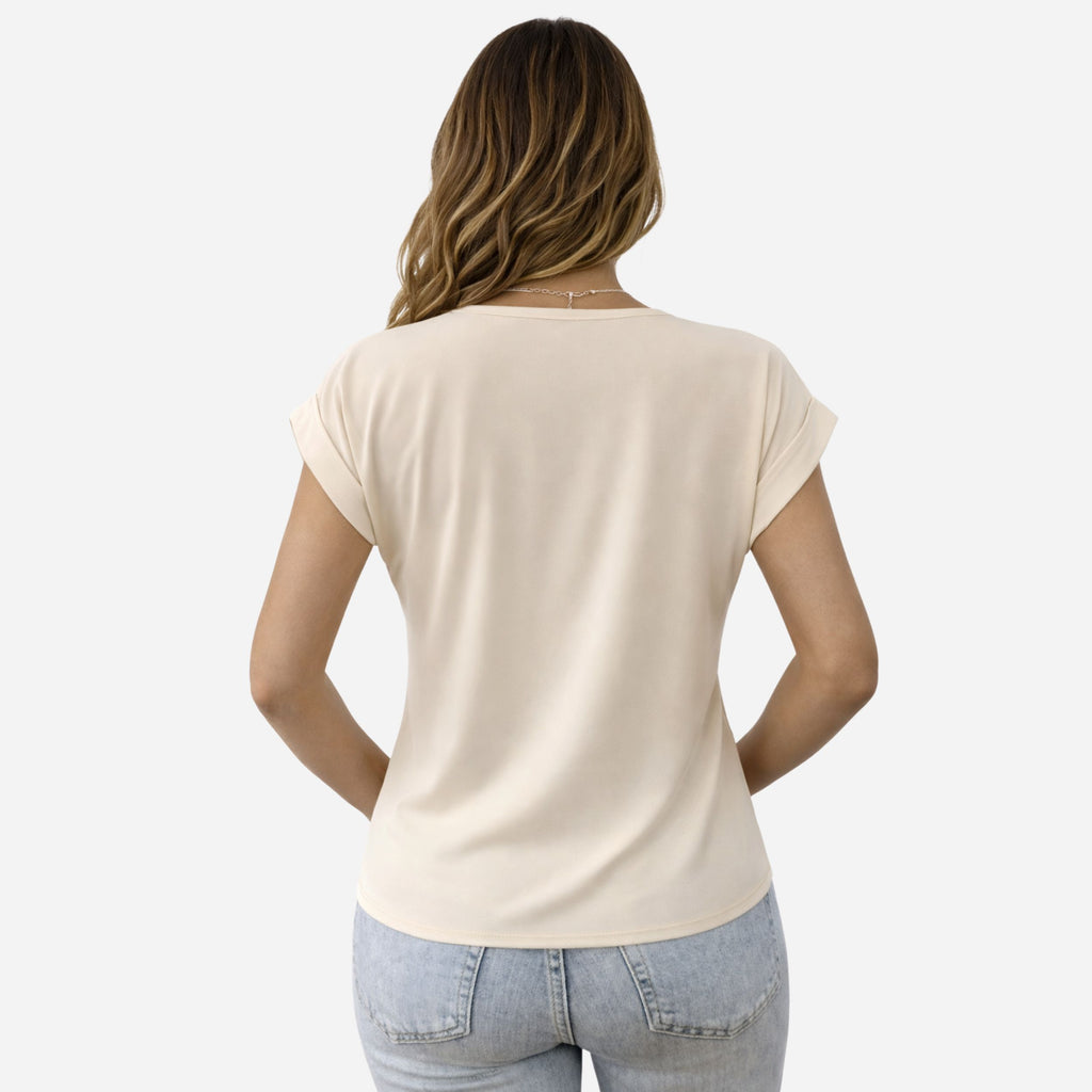 Alveraine | Women’s V-Neck Knot Detail T-Shirt – Casual Summer Style