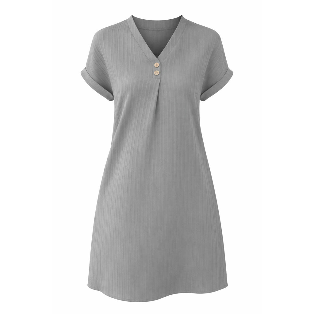 Alveraine | Women’s Relaxed V-Neck Short Sleeve Dress – Everyday Summer Style