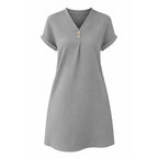 Alveraine | Women’s Relaxed V-Neck Short Sleeve Dress – Everyday Summer Style
