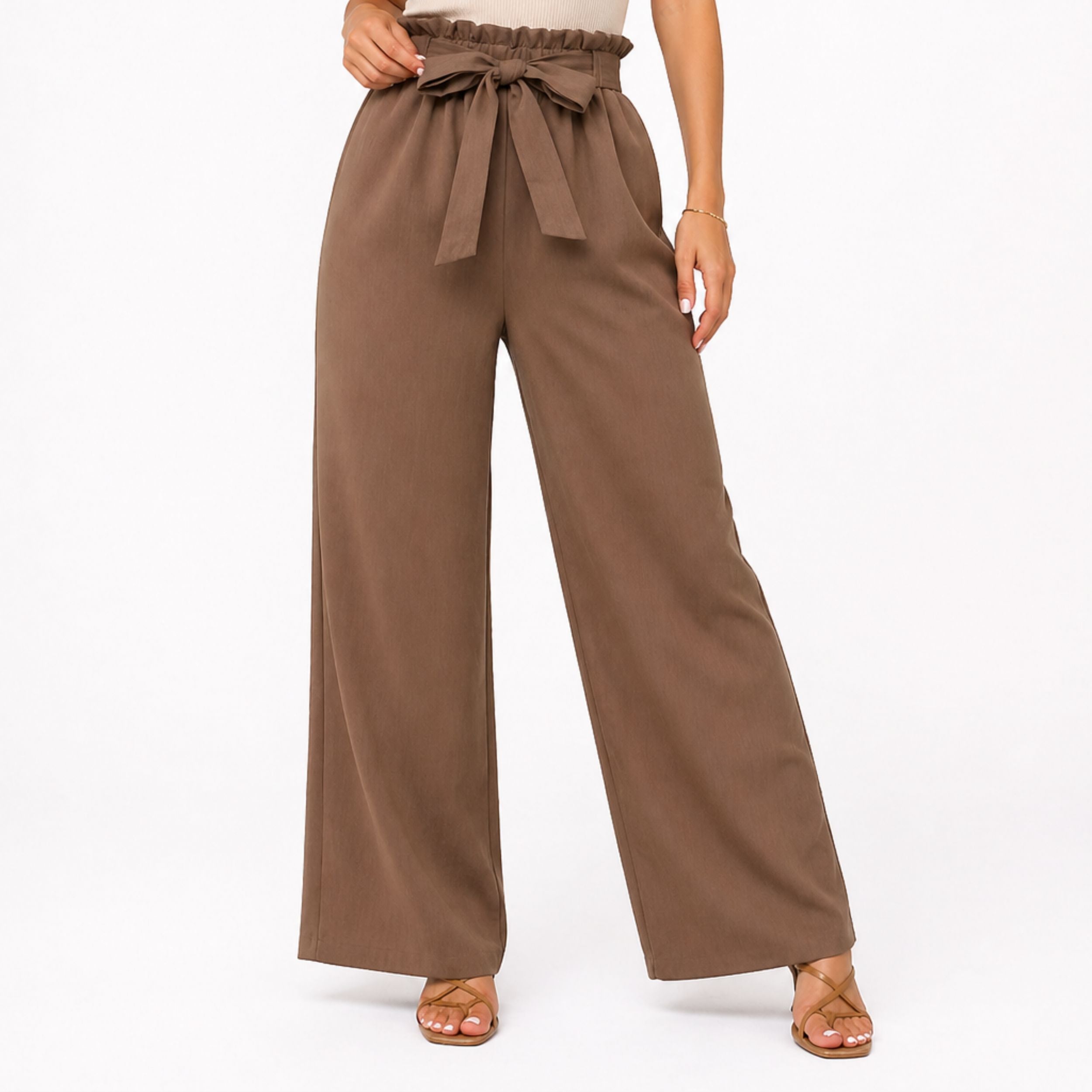 Alveraine | Women’s Tie Detail Elastic Trousers – Relaxed Elegant Style
