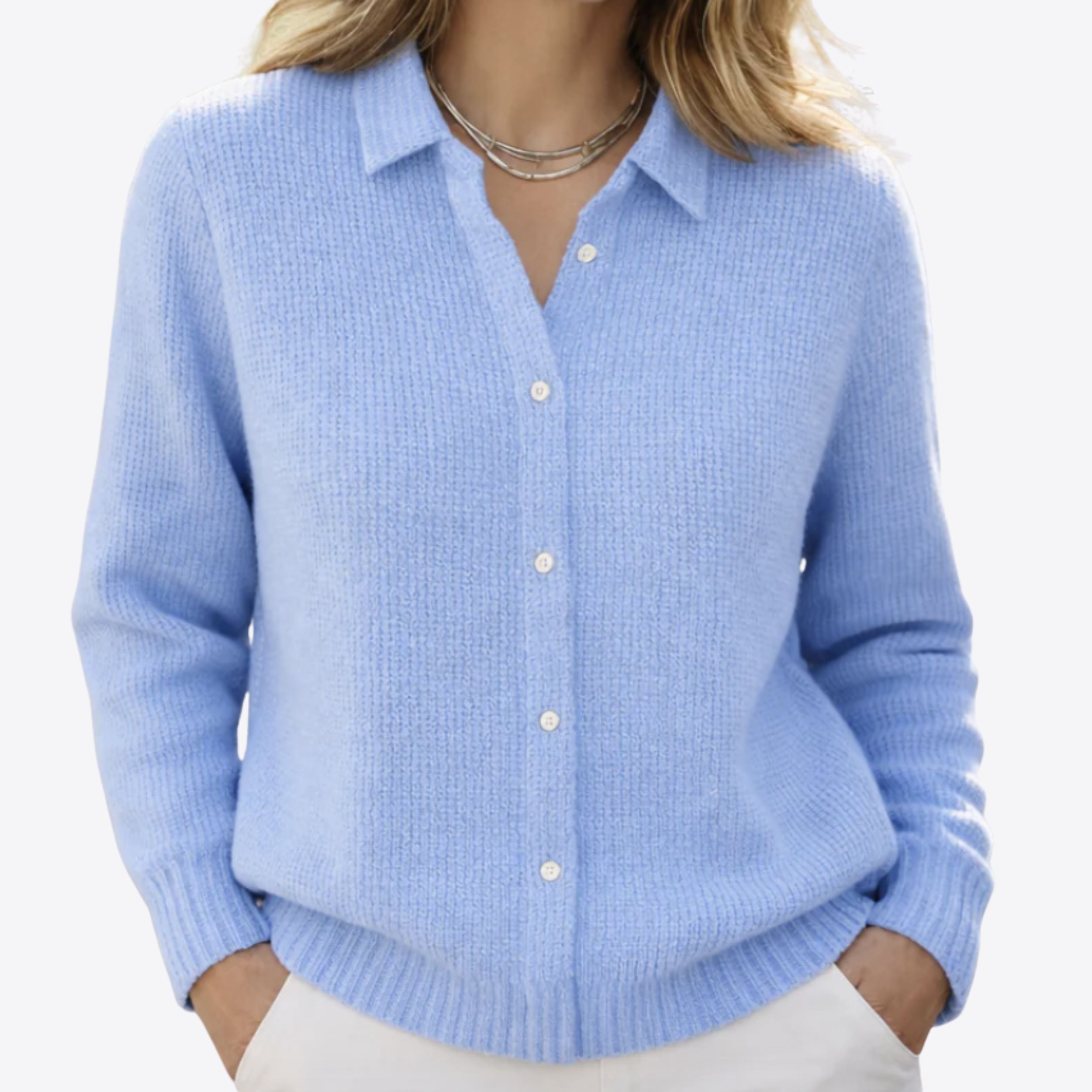 Alveraine | Women’s Button-Up Knit Cardigan – Lapel Collar Soft Layer