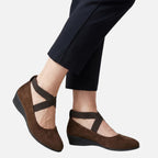 Alveraine | Women’s Faux Suede Wedge Ballerinas – Elegant Strap Style