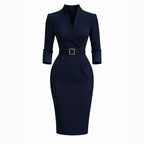 Alveraine | Women’s Belted Sheath Dress – Elegant Structured Style