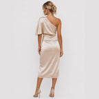 Alveraine | Women’s One-Shoulder Irregular Evening Dress – Elegant Statement Style