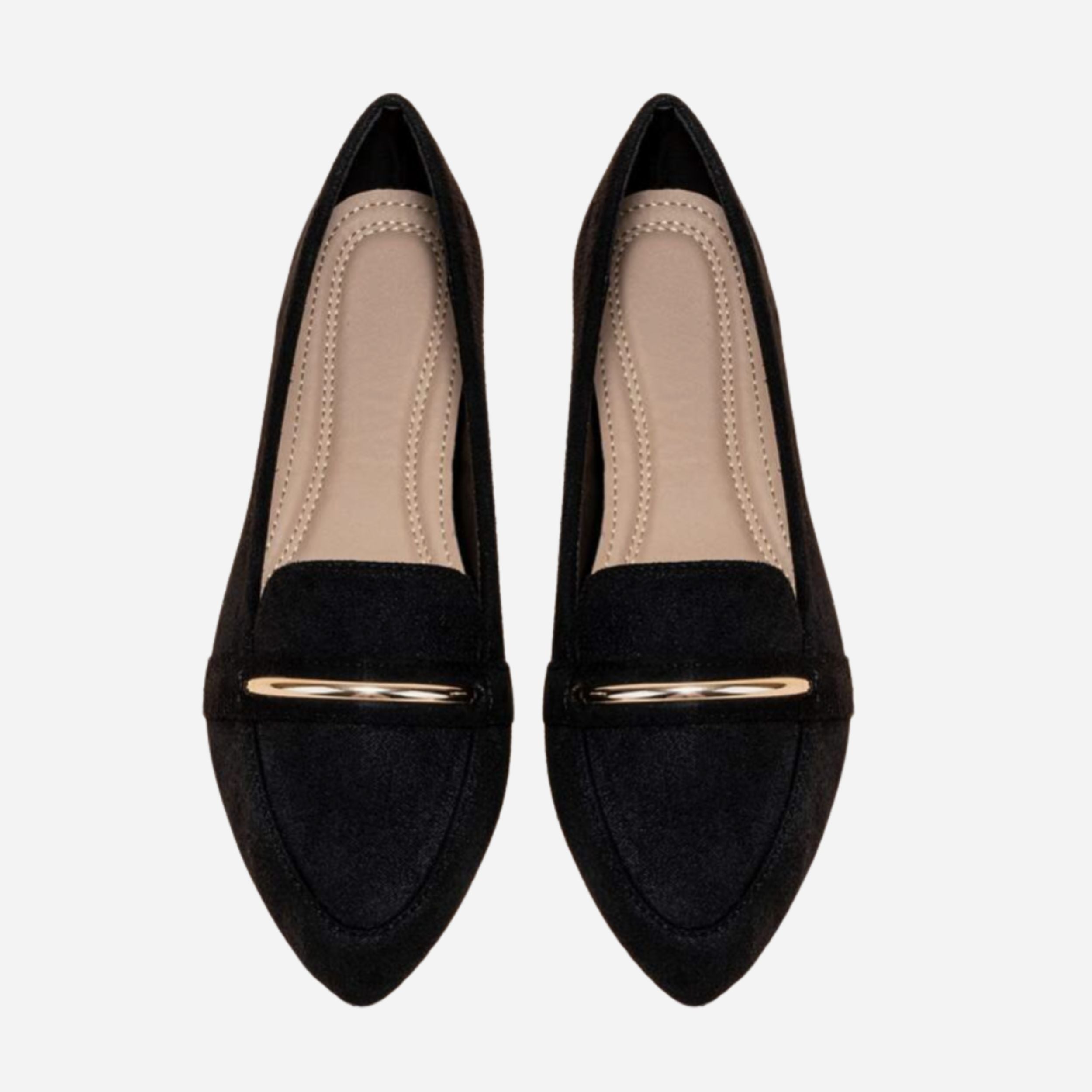 Alveraine | Women’s Point Toe Metal Detail Loafers – Modern Flat Style