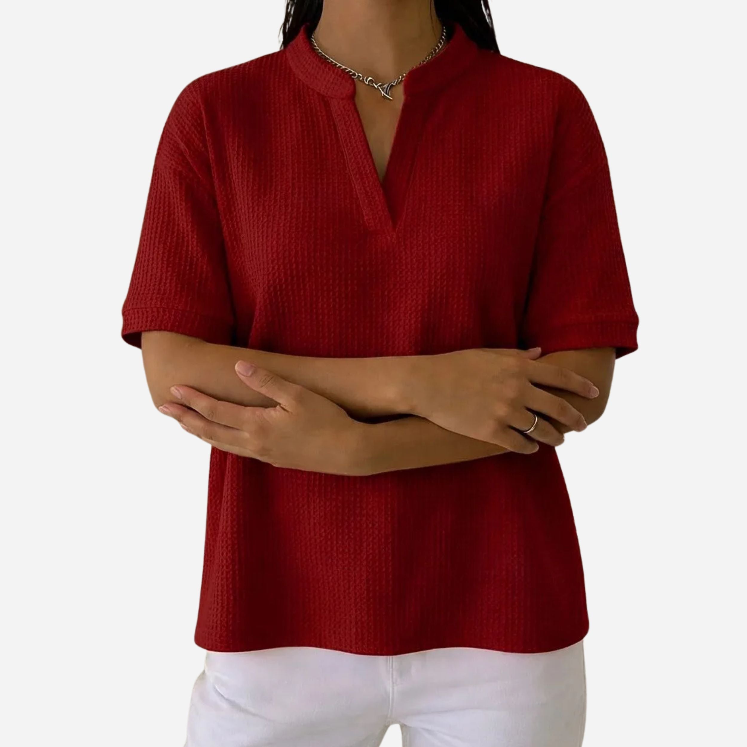 Alveraine | Women’s Waffle Knit Short Sleeve T-Shirt – Casual Comfort Style