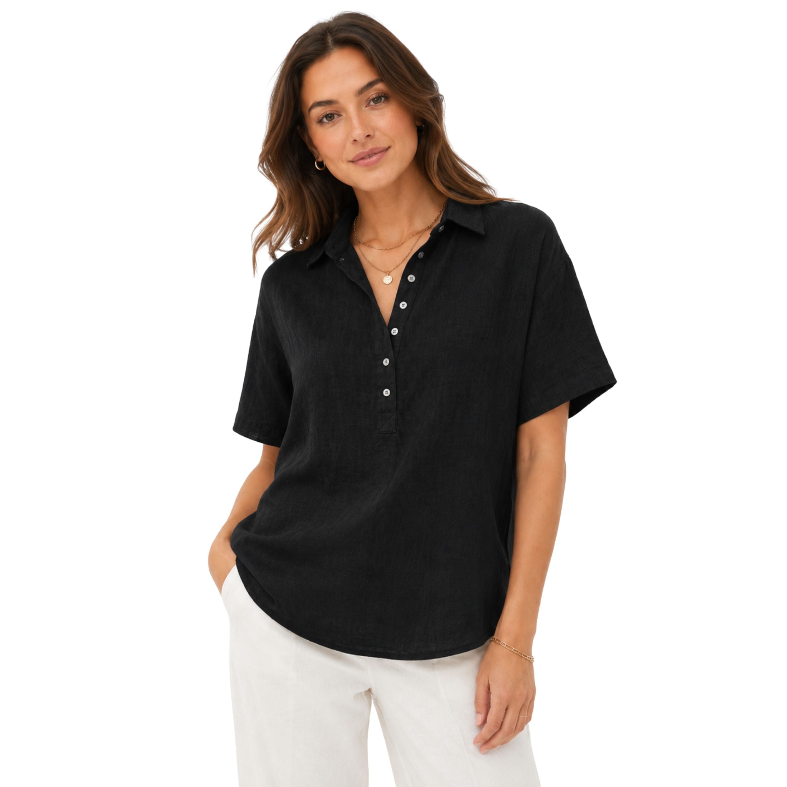 Alveraine | Women's Timeless Linen Blouse - Natural Everyday Elegance