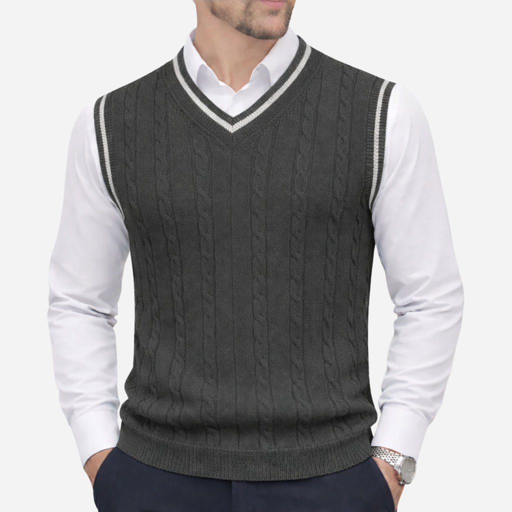 Alveraine | Men’s Knitted V-Neck Vest – Heritage Layers