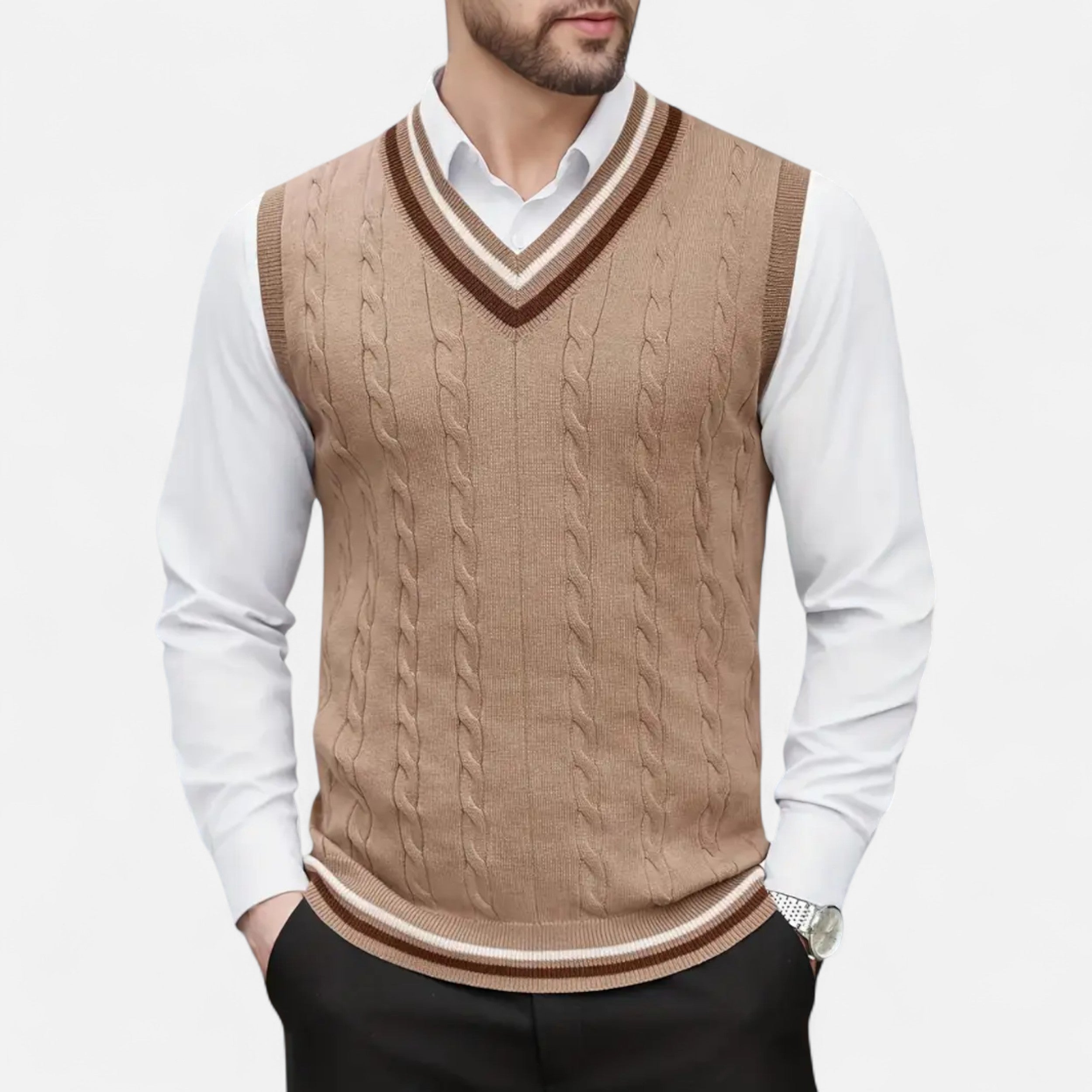 Lurvain | Men’s Knitted V-Neck Vest – Heritage Layers