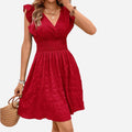 Alveraine | Women’s V-Neck Pleated Dress – Slim Fit Elegant Style