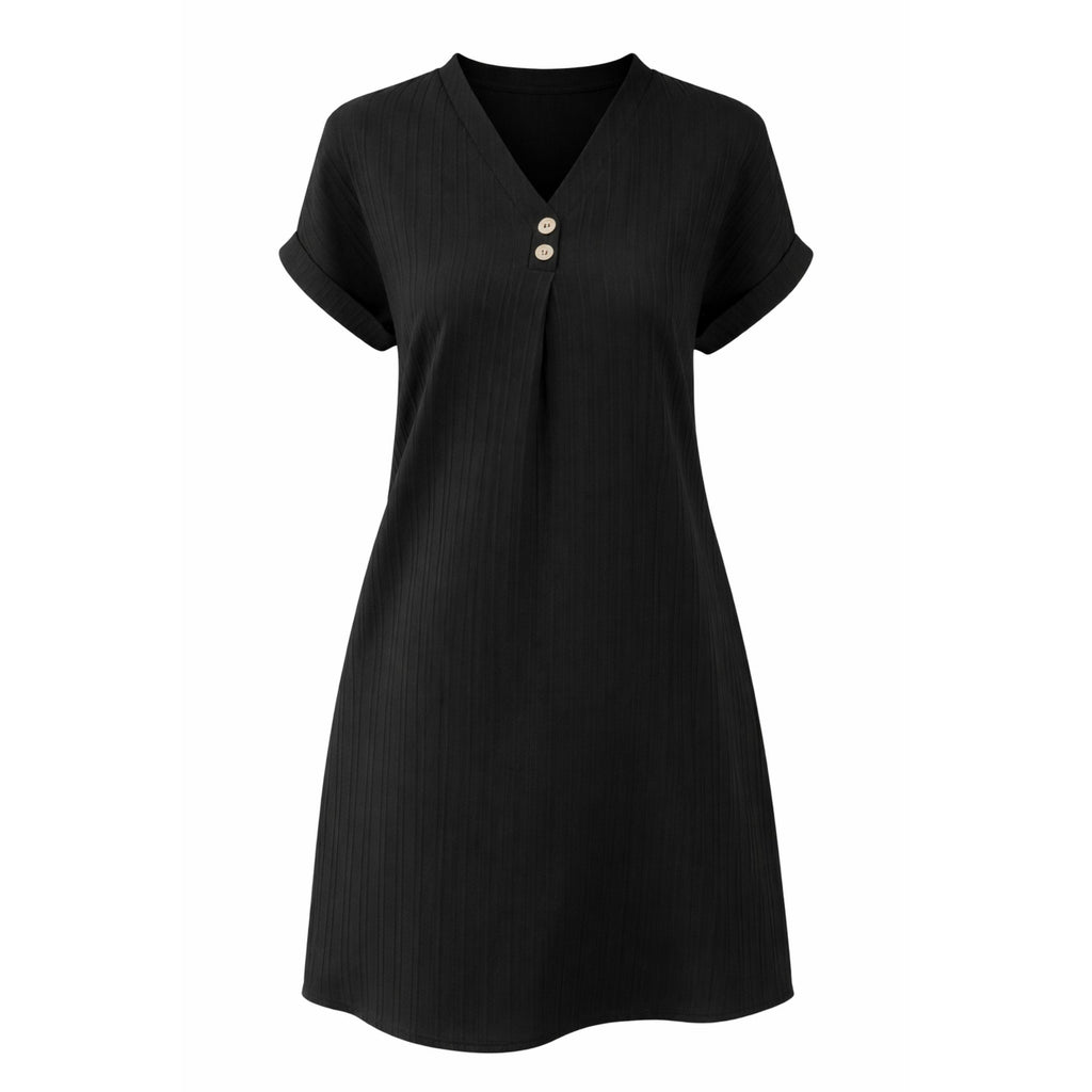 Alveraine | Women’s Relaxed V-Neck Short Sleeve Dress – Everyday Summer Style