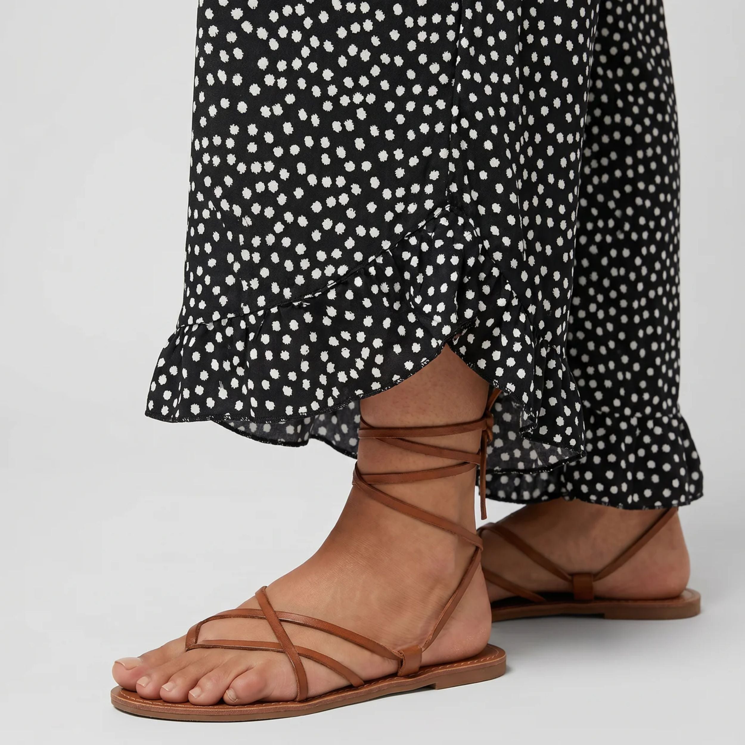 Alveraine | Women's Flowy Dot Print Wide-Leg Trousers - Summer Comfort Style